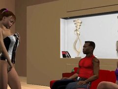 Chica de dibujos animados 3D caliente chupando una polla negra dura. Boca de riego a babe morena 3D dibujos animados chupando y tirando un ébano pernos polla dura roca