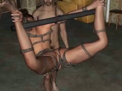 Restringida y se la follan babe 3D dibujos animados colgante. Boner inducir refrenado y colgantes 3D cartoon babe morena consigue su coño golpeado